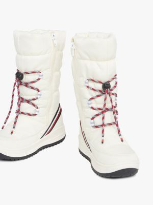 weiß schneestiefel mit logo und tommy-tape für mädchen - tommy hilfiger