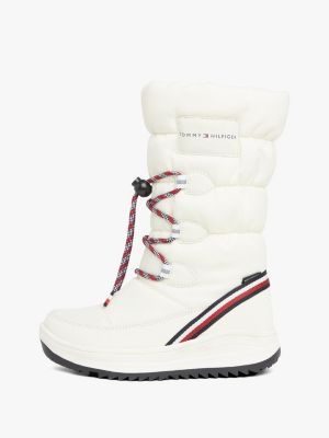 weiß schneestiefel mit logo und tommy-tape für mädchen - tommy hilfiger