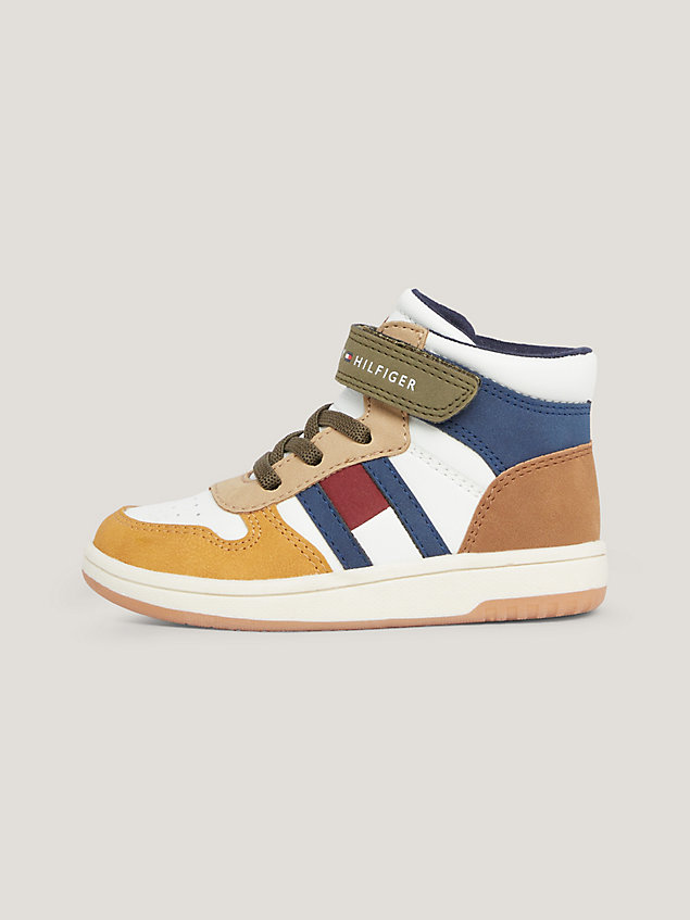 white high-top flag strap trainers for boys tommy hilfiger