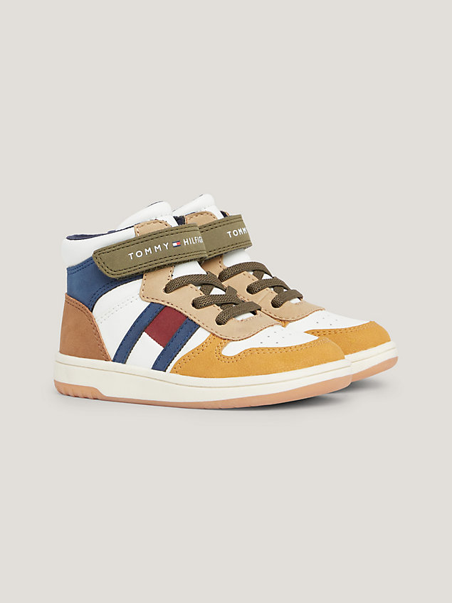 white high-top flag strap trainers for boys tommy hilfiger