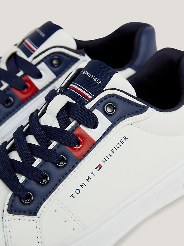 white colour-blocked trainers for boys tommy hilfiger