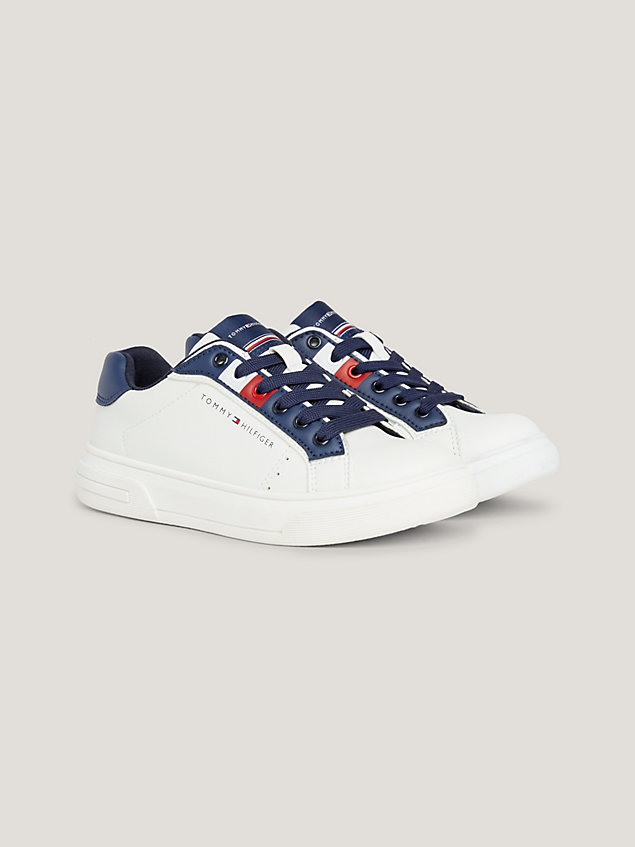 white colour-blocked trainers for boys tommy hilfiger