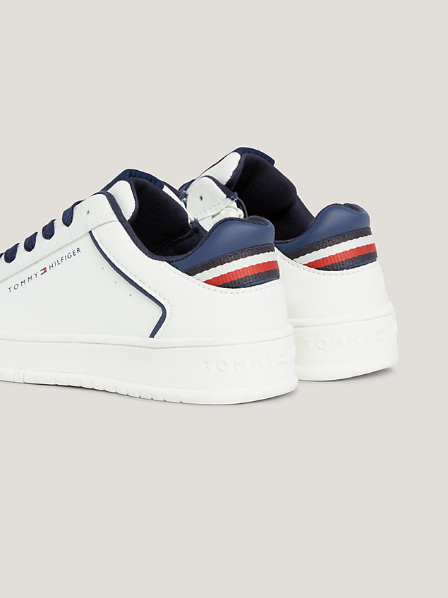 white dual gender stripe heel chunky trainers for kids unisex tommy hilfiger