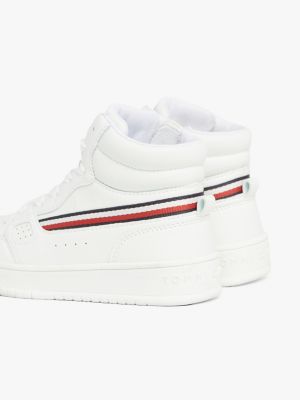 white gender inclusive high-top trainers for kids unisex tommy hilfiger