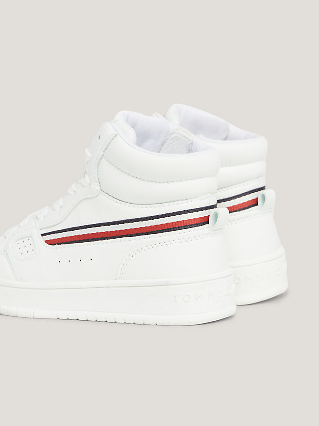white dual gender high-top trainers for kids unisex tommy hilfiger