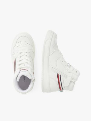 weiß genderinklusiver high-top sneaker für unisex kinder - tommy hilfiger