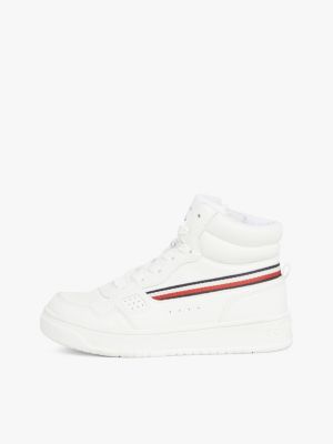 weiß genderinklusiver high-top sneaker für unisex kinder - tommy hilfiger