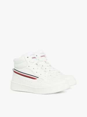 wit genderinclusieve hoge sneaker voor kinderen unisex - tommy hilfiger