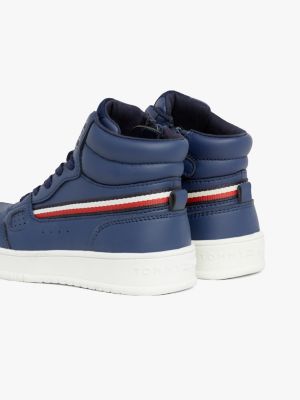 blauw genderinclusieve hoge sneaker voor kinderen unisex - tommy hilfiger