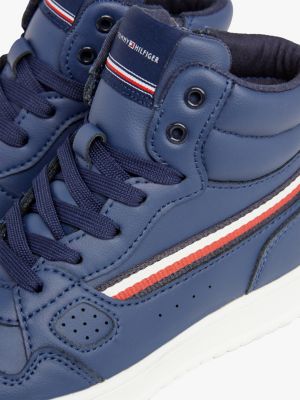 blauw genderinclusieve hoge sneaker voor kinderen unisex - tommy hilfiger