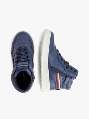 blauw genderinclusieve hoge sneaker voor kinderen unisex - tommy hilfiger