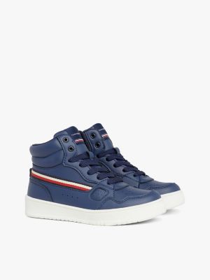 blauw genderinclusieve hoge sneaker voor kinderen unisex - tommy hilfiger