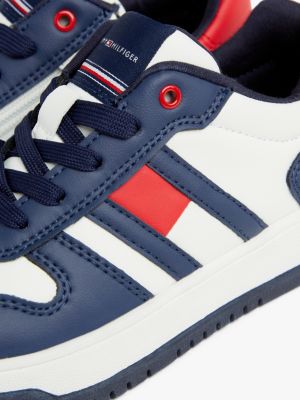 blauw genderinclusieve sneaker met colour-blocking voor kinderen unisex - tommy hilfiger