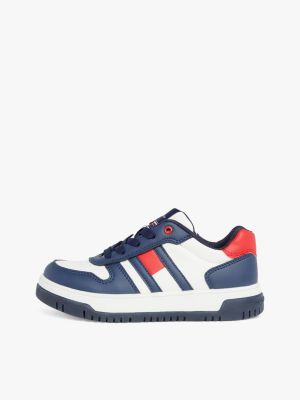 blauw genderinclusieve sneaker met colour-blocking voor kinderen unisex - tommy hilfiger