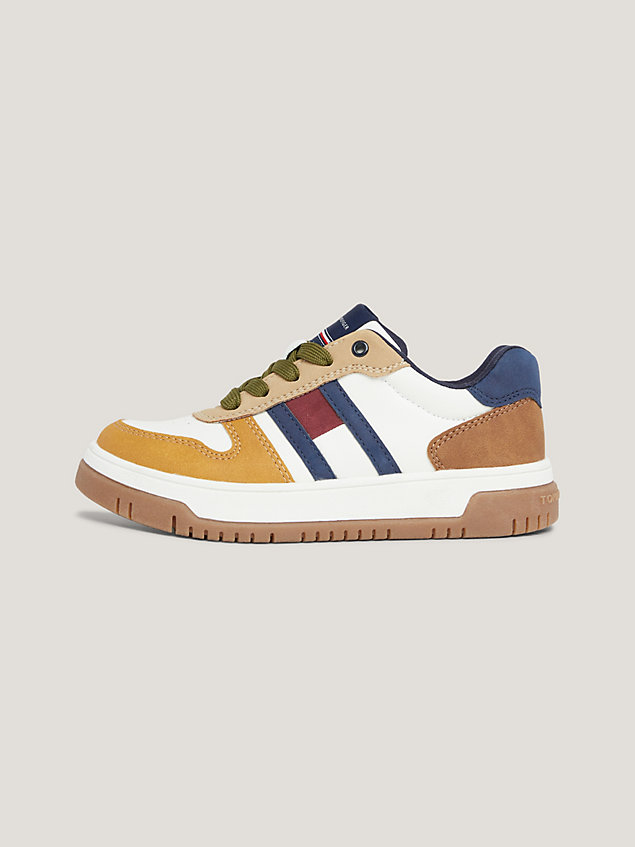 white dual gender flag trainers for kids unisex tommy hilfiger