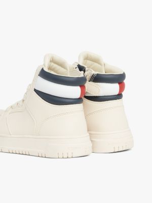 white gender inclusive padded high-top fine cleat trainers for kids unisex tommy hilfiger