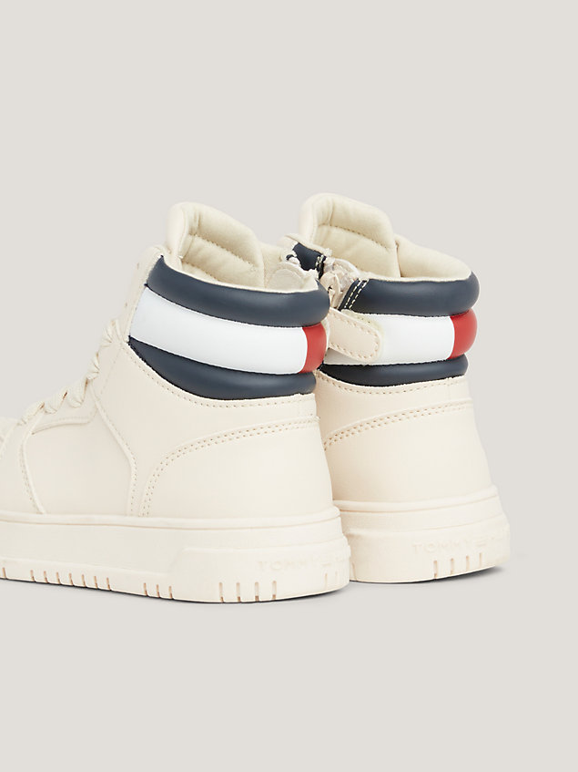 white dual gender padded high-top fine cleat trainers for kids unisex tommy hilfiger