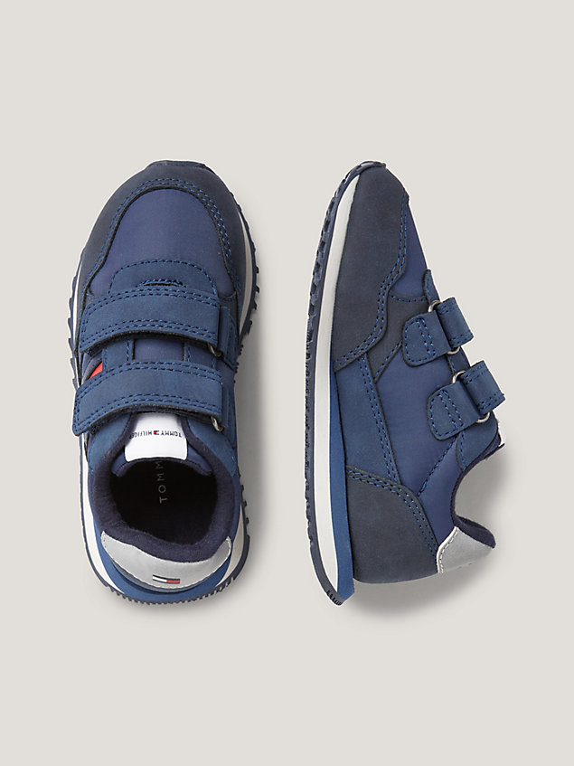 blue hook and loop flag trainers for boys tommy hilfiger
