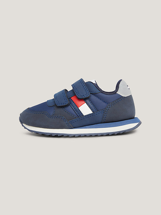 blue hook and loop flag trainers for boys tommy hilfiger