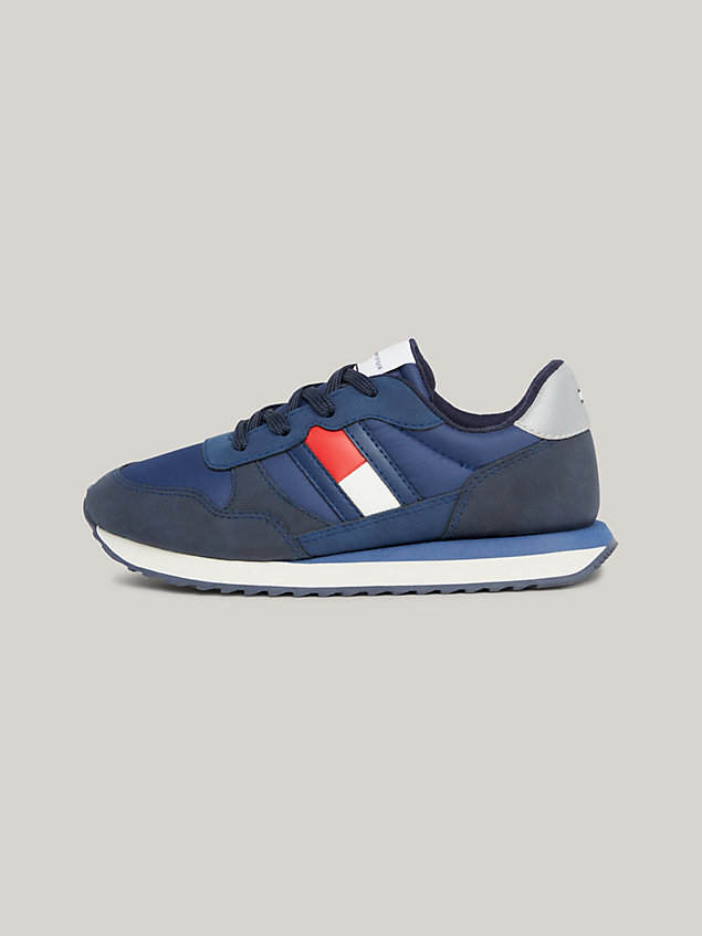 blue dual gender flag texture trainers for kids unisex tommy hilfiger