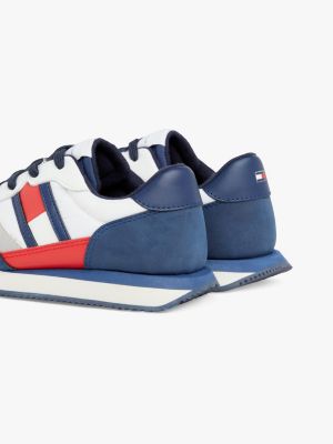 blue colour-blocked flag trainers for kids unisex tommy hilfiger