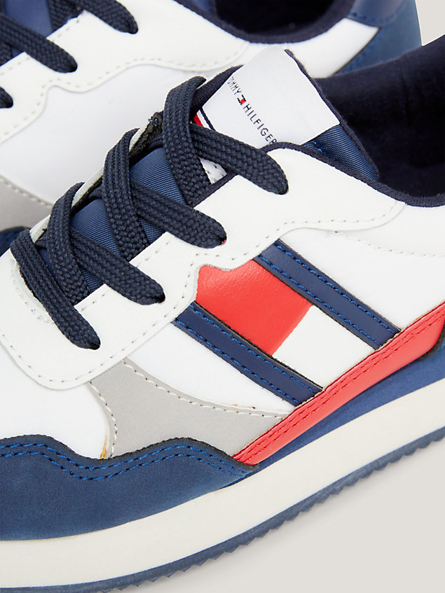 blue colour-blocked flag trainers for kids unisex tommy hilfiger