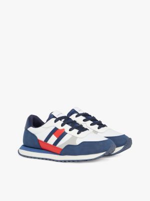 blue colour-blocked flag trainers for kids unisex tommy hilfiger