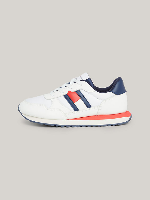 white signature high-top trainers for kids unisex tommy hilfiger
