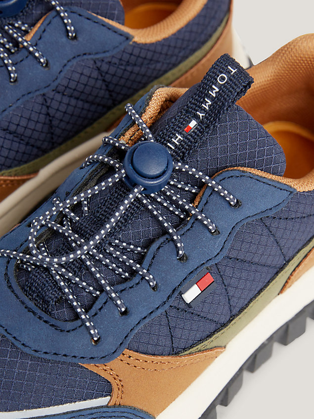 blue chunky cleat lace-up trainers for boys tommy hilfiger