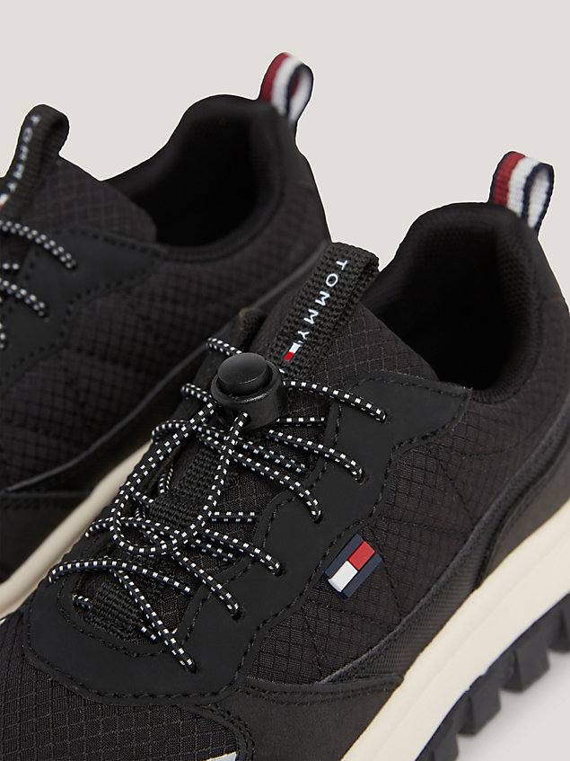 black chunky cleat lace-up trainers for boys tommy hilfiger