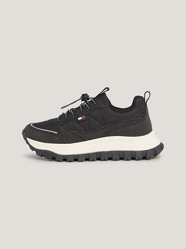 black chunky cleat lace-up trainers for boys tommy hilfiger