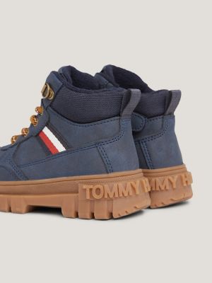 bottines crantées à lacets bleu pour garçons tommy hilfiger