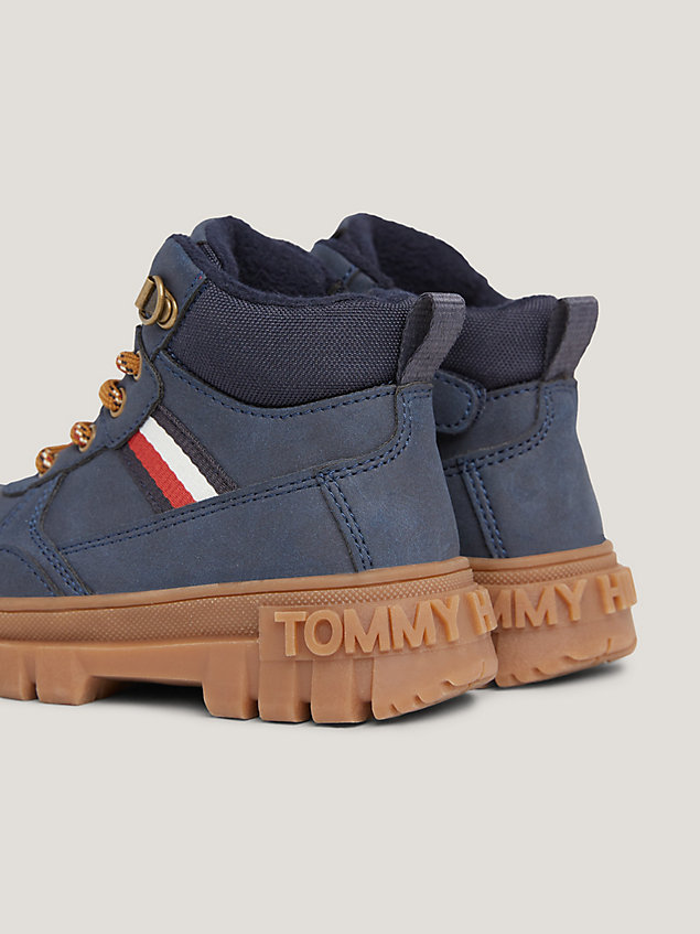 blue cleat lace-up boots for boys tommy hilfiger