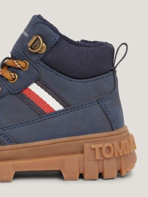 bottines crantées à lacets bleu pour garçons tommy hilfiger