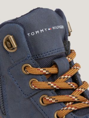 bottines crantées à lacets bleu pour garçons tommy hilfiger