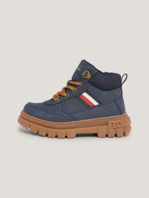 bottines crantées à lacets bleu pour garçons tommy hilfiger