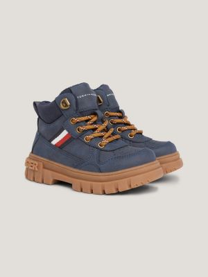 bottines crantées à lacets bleu pour garçons tommy hilfiger