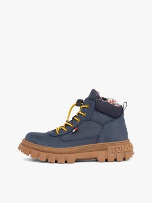 blue chunky cleat ankle boots for boys tommy hilfiger