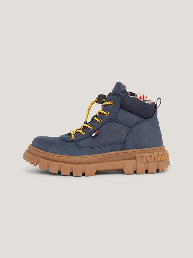 blue chunky cleat ankle boots for boys tommy hilfiger
