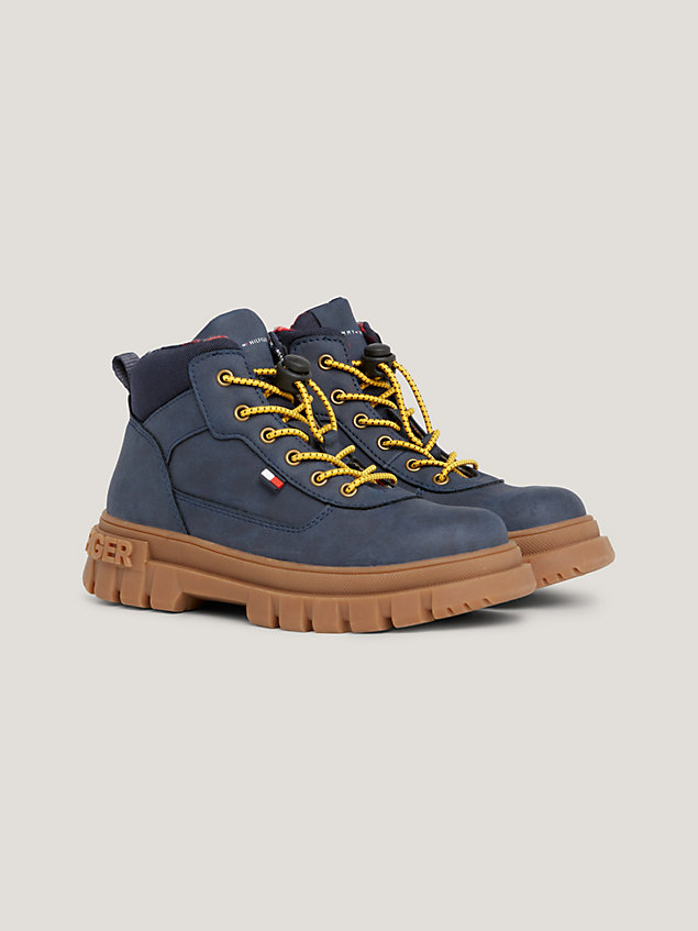 blue chunky cleat ankle boots for boys tommy hilfiger