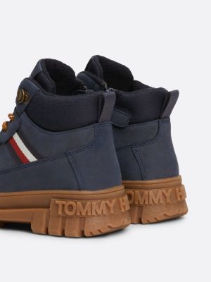 blau rutschhemmender ankle boot mit tommy-streifen für jungen - tommy hilfiger