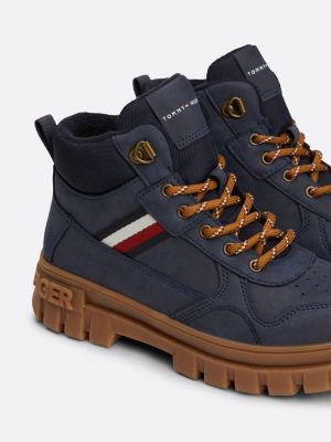 blau rutschhemmender ankle boot mit tommy-streifen für jungen - tommy hilfiger