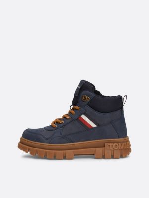 bottines crantées à rayures bleu pour garçons tommy hilfiger