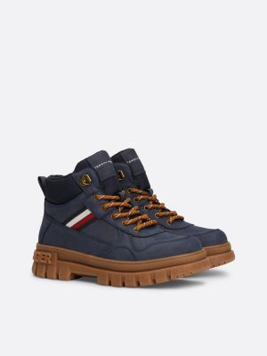 bottines crantées à rayures bleu pour garçons tommy hilfiger