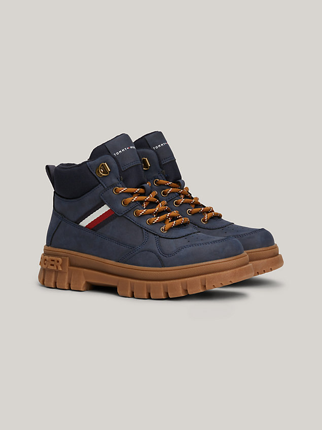 blue stripe cleat ankle boots for boys tommy hilfiger