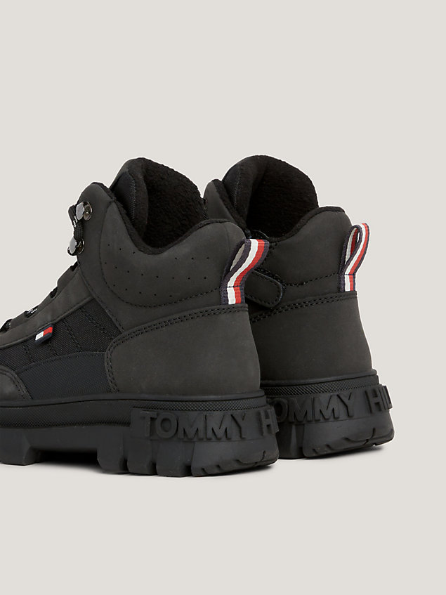black lace-up cleat boots for boys tommy hilfiger