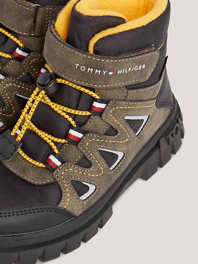 black waterproof lace-up cleat boots for boys tommy hilfiger