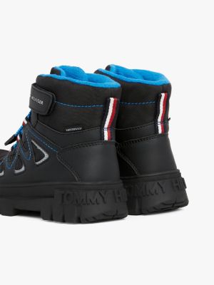 scarponcini stringati impermeabili nero da bambini tommy hilfiger