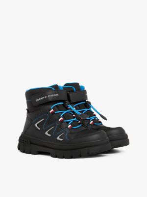 schwarz wasserabweisender schnürstiefel für jungen - tommy hilfiger