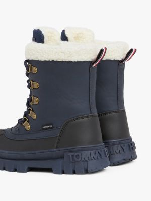 bottines crantées imperméables à lacets bleu pour garçons tommy hilfiger